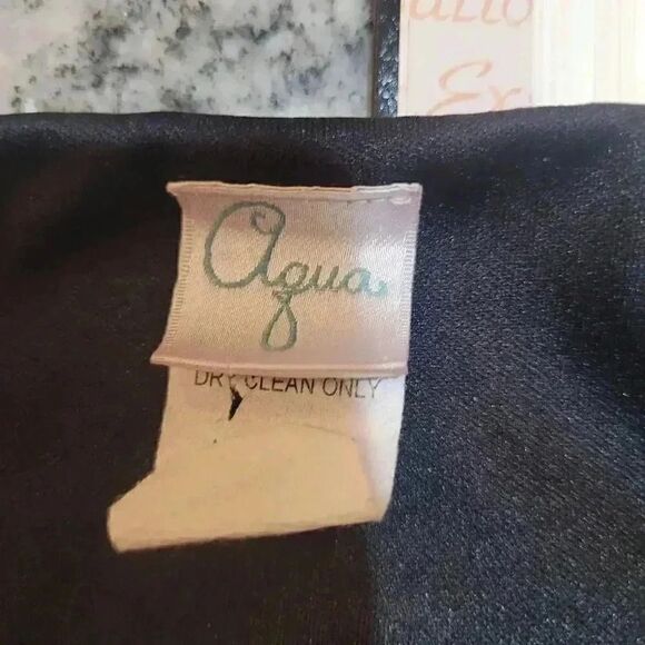 Aqua Women's Black Poly Knit Boat Neck Dress w Pockets - Picture 7 of 8